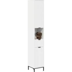vidaXL Badkamer Kast Wit 31,5 x 33 x 190 cm Bewerkt hout, Metaal