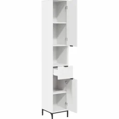 vidaXL Badkamer Kast Wit 31,5 x 33 x 190 cm Bewerkt hout, Metaal