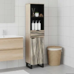 vidaXL Badkamerkast Wit 38 x 33 x 160 cm Bewerkt hout