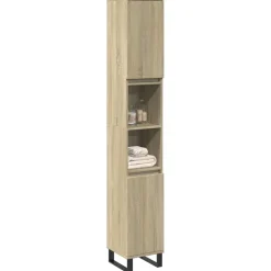 vidaXL Badkamerkast 30x30x190 cm bewerkt hout sonoma eikenkleurig