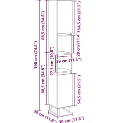 vidaXL Badkamerkast 30x30x190 cm bewerkt hout sonoma eikenkleurig