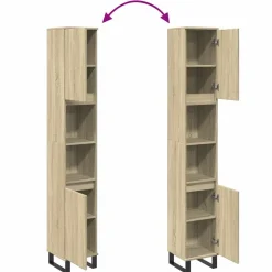 vidaXL Badkamerkast 30x30x190 cm bewerkt hout sonoma eikenkleurig