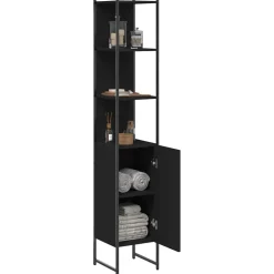 vidaXL Badkamerkast 33x33x185,5 cm bewerkt hout zwart