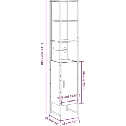 vidaXL Badkamerkast 33x33x185,5 cm bewerkt hout zwart