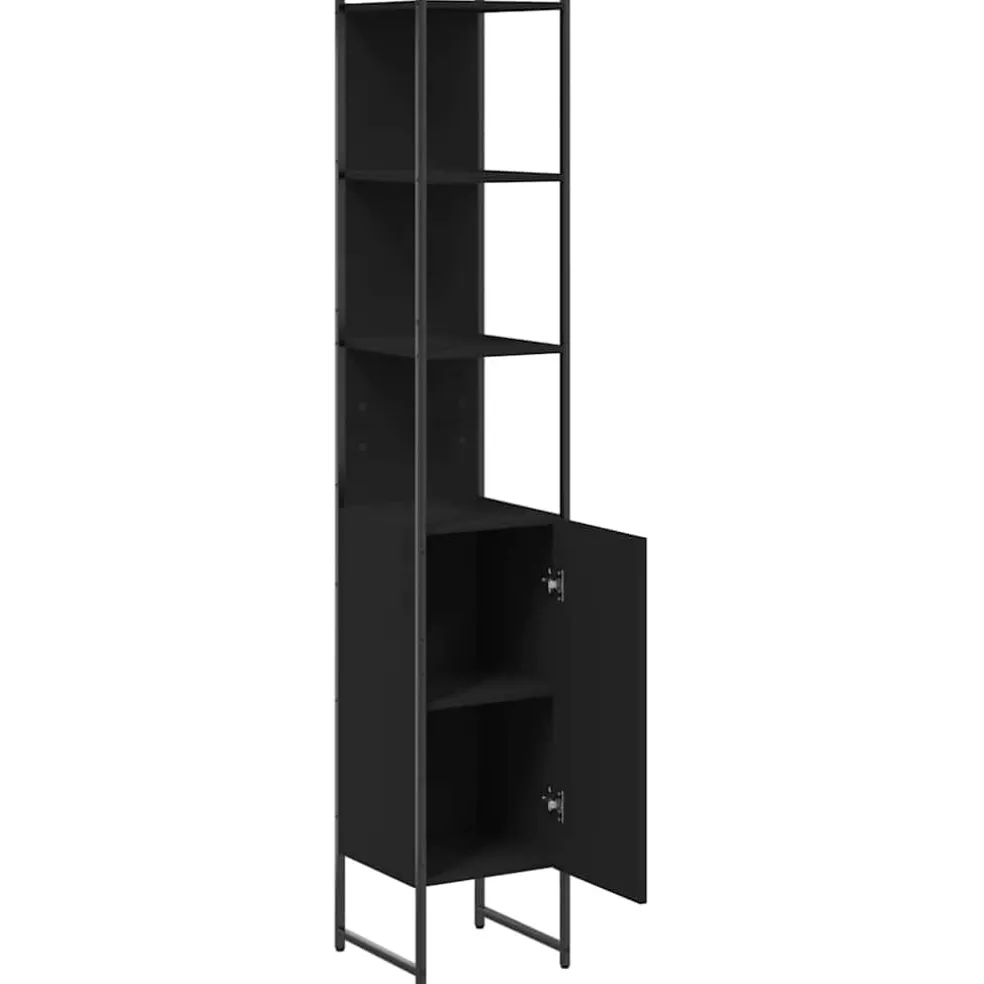 vidaXL Badkamerkast 33x33x185,5 cm bewerkt hout zwart