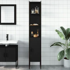 vidaXL Badkamerkast 33x33x185,5 cm bewerkt hout zwart