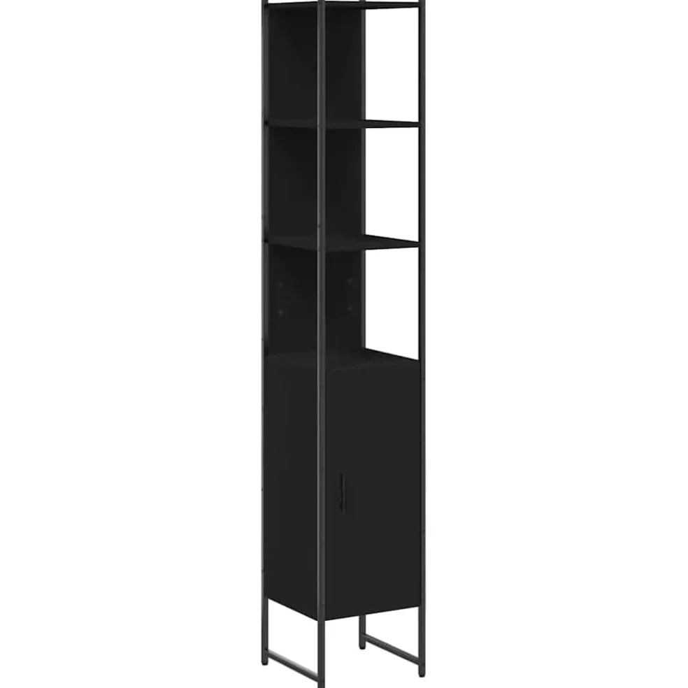 vidaXL Badkamerkast 33x33x185,5 cm bewerkt hout zwart