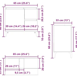 vidaXL Badkamerkast 65x33x60 cm bewerkt hout wit