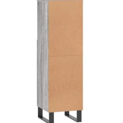 vidaXL Badkamerkast 30x30x100 cm bewerkt hout grijs sonoma eikenkleur
