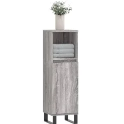 vidaXL Badkamerkast 30x30x100 cm bewerkt hout grijs sonoma eikenkleur