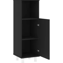 vidaXL Badkamerkast 30x30x95 cm bewerkt hout zwart