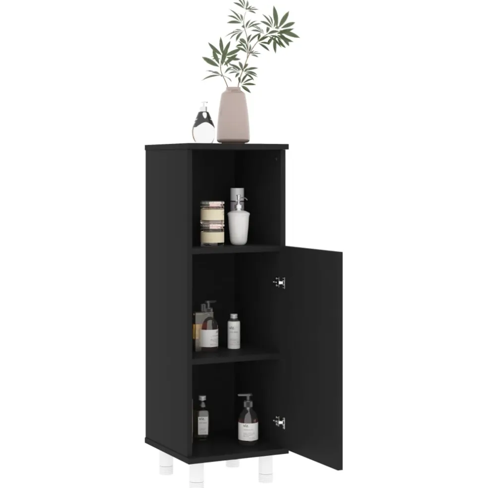 vidaXL Badkamerkast 30x30x95 cm bewerkt hout zwart