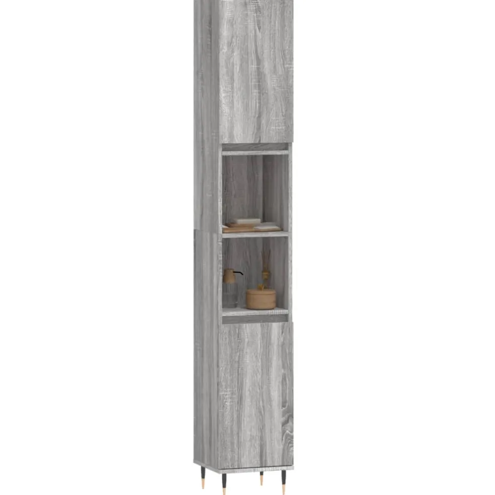 vidaXL Badkamerkast 30x30x190 cm bewerkt hout grijs sonoma eikenkleur