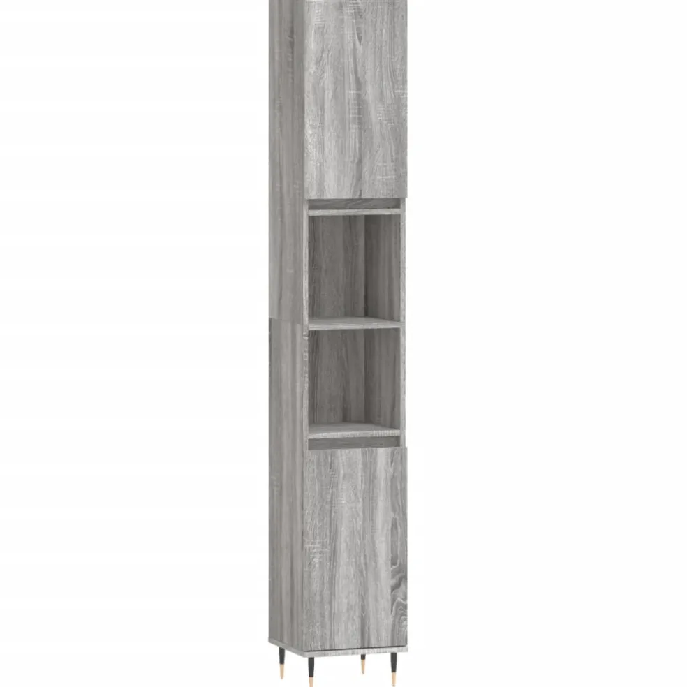 vidaXL Badkamerkast 30x30x190 cm bewerkt hout grijs sonoma eikenkleur