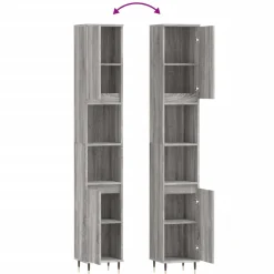 vidaXL Badkamerkast 30x30x190 cm bewerkt hout grijs sonoma eikenkleur