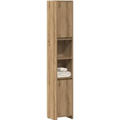vidaXL Badkamerkast 30x30x183,5 cm bewerkt hout artisanaal eikenkleur