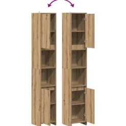 vidaXL Badkamerkast 30x30x183,5 cm bewerkt hout artisanaal eikenkleur