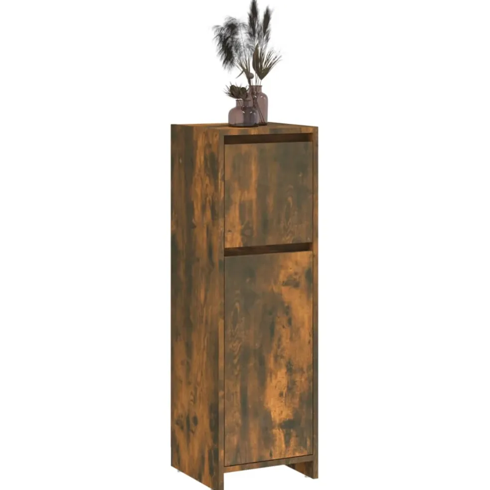 vidaXL Badkamerkast 30x30x95 cm bewerkt hout gerookt eikenkleurig