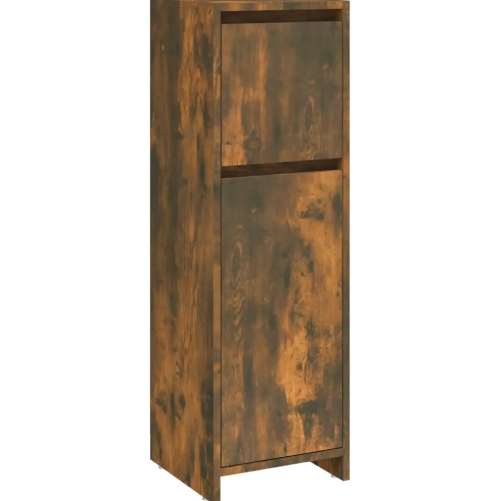 vidaXL Badkamerkast 30x30x95 cm bewerkt hout gerookt eikenkleurig