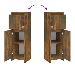 vidaXL Badkamerkast 30x30x95 cm bewerkt hout gerookt eikenkleurig