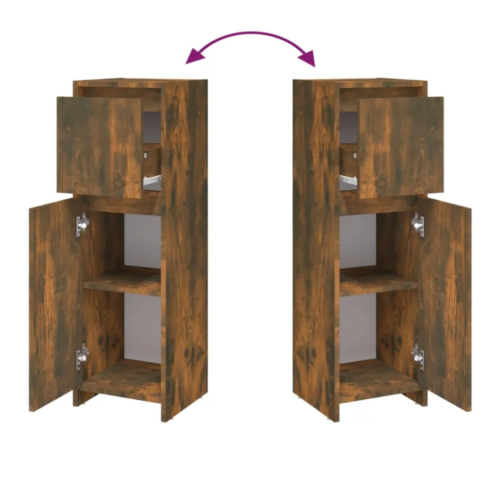 vidaXL Badkamerkast 30x30x95 cm bewerkt hout gerookt eikenkleurig