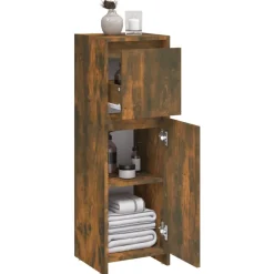 vidaXL Badkamerkast 30x30x95 cm bewerkt hout gerookt eikenkleurig