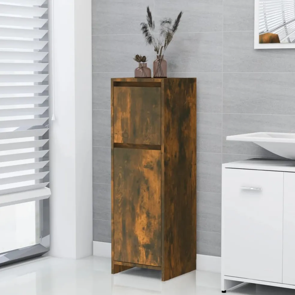 vidaXL Badkamerkast 30x30x95 cm bewerkt hout gerookt eikenkleurig