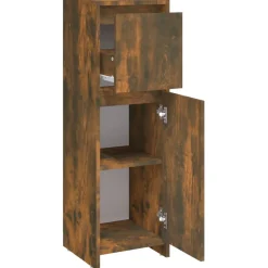 vidaXL Badkamerkast 30x30x95 cm bewerkt hout gerookt eikenkleurig