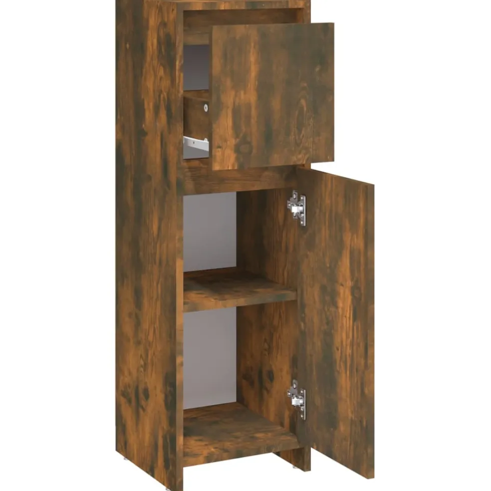 vidaXL Badkamerkast 30x30x95 cm bewerkt hout gerookt eikenkleurig