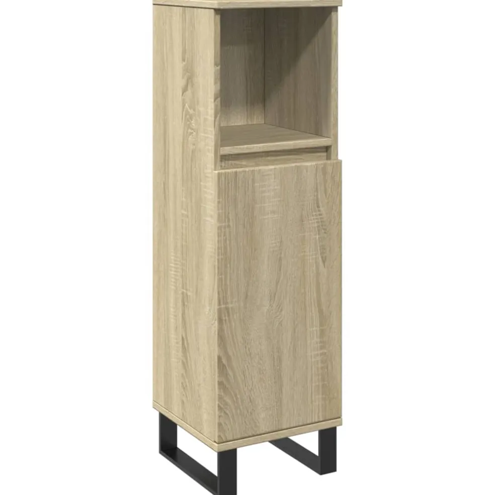 vidaXL Badkamerkast 30x30x100 cm bewerkt hout sonoma eikenkleurig