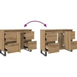 vidaXL Badkamerkast 80x33x60 cm bewerkt hout artisanaal eikenkleurig