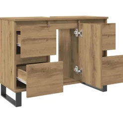 vidaXL Badkamerkast 80x33x60 cm bewerkt hout artisanaal eikenkleurig