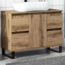 vidaXL Badkamerkast 80x33x60 cm bewerkt hout artisanaal eikenkleurig