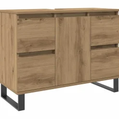 vidaXL Badkamerkast 80x33x60 cm bewerkt hout artisanaal eikenkleurig