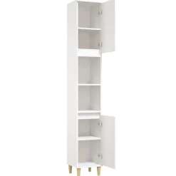 vidaXL Badkamerkast 30x30x190 cm bewerkt hout wit
