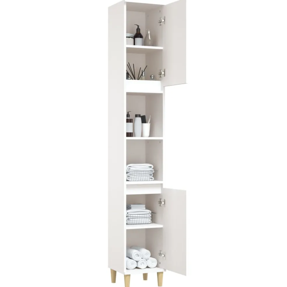 vidaXL Badkamerkast 30x30x190 cm bewerkt hout wit
