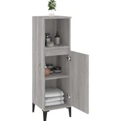 vidaXL Badkamerkast 30x30x100 cm bewerkt hout grijs sonoma eikenkleur