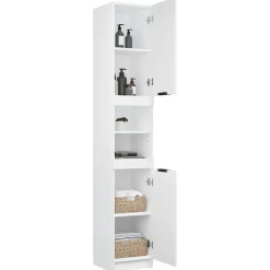 vidaXL Badkamerkast 32x34x188,5 cm bewerkt hout wit