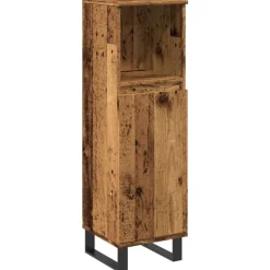 vidaXL Badkamerkast 30x30x100 cm bewerkt hout oud houtkleurig