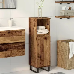 vidaXL Badkamerkast 30x30x100 cm bewerkt hout oud houtkleurig