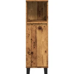 vidaXL Badkamerkast 30x30x100 cm bewerkt hout oud houtkleurig