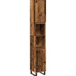 vidaXL Badkamerkast 30x30x190 cm bewerkt hout oud houtkleurig