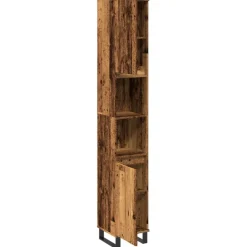 vidaXL Badkamerkast 30x30x190 cm bewerkt hout oud houtkleurig