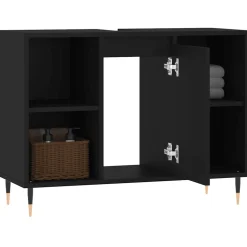 vidaXL Badkamerkast 80x33x60 cm bewerkt hout zwart
