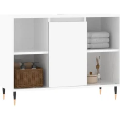 vidaXL Badkamerkast 80x33x60 cm bewerkt hout hoogglans wit