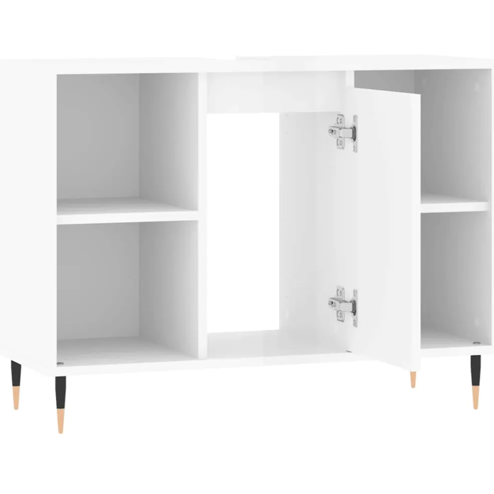 vidaXL Badkamerkast 80x33x60 cm bewerkt hout hoogglans wit