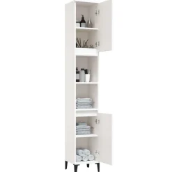 vidaXL Badkamerkast 30x30x190 cm bewerkt hout wit