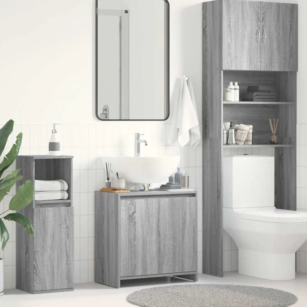 vidaXL Badkamerkast 60x33x60 cm bewerkt hout grijs sonoma eikenkleurig