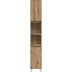vidaXL Badkamerkast 30x30x190 cm bewerkt hout artisanaal eikenkleurig