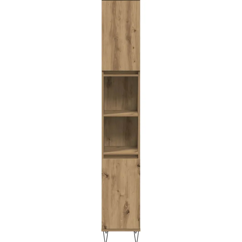 vidaXL Badkamerkast 30x30x190 cm bewerkt hout artisanaal eikenkleurig